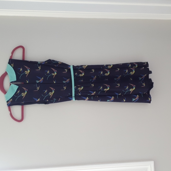 Zara dress bird print with contrast collar - Picture 4 of 9